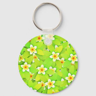 Blumengrün-Blätter Muster Gelbe Blumen Schlüsselanhänger