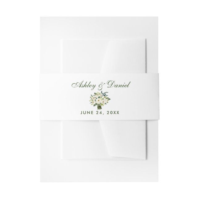 Blumengrün-blaue Bouquet Hochzeit Einladungsbanderole (Vorderseite Beispiel)