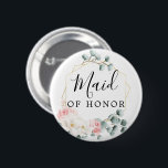 Blumengrün - Brautparty-Taste - Haushaltshilfe Button<br><div class="desc">Dieses hübsche Button in der Trauzeugin eignet sich perfekt für Ihren Junggeselinnen-Abschied oder Ihr Brautparty!</div>