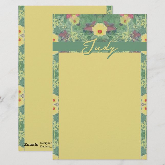 Blumengrün Briefpapier (Vorne/Hinten)