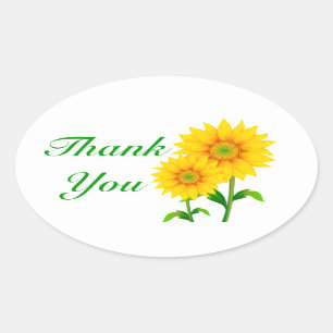Blumengrün danke Ihnen Gelbe Sonnenblume Blume Ovaler Aufkleber