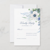 Blumengrün Dusty Blue Wedding RSVP