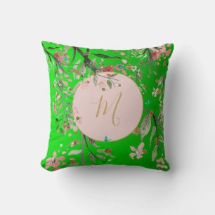Blumengrün Elegante Rosa Chinoiserie Kissen