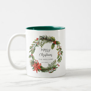 Blumengrün Familie Weihnachten Zweifarbige Tasse