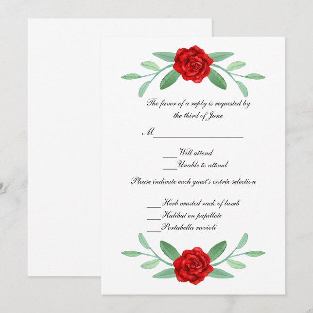 Blumengrün-Foliage Hochzeitskarte Einladung (Vorne/Hinten)