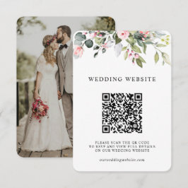 Blumengrün Foliage QR-Code & Foto Hochzeit Begleitkarte