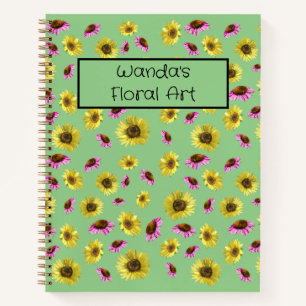 Blumengrün, gelb und rosa Sketchpad für Künstler Notizbuch