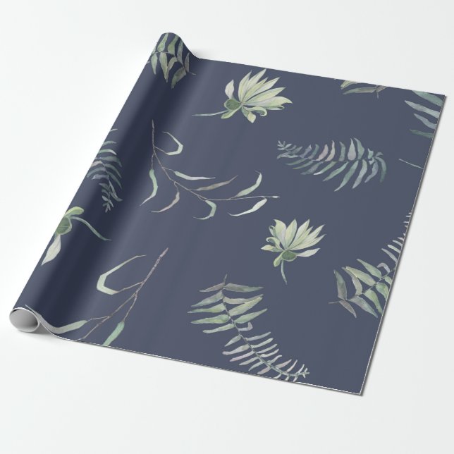 Blumengrün Geschenkpapier (Ungerollt)