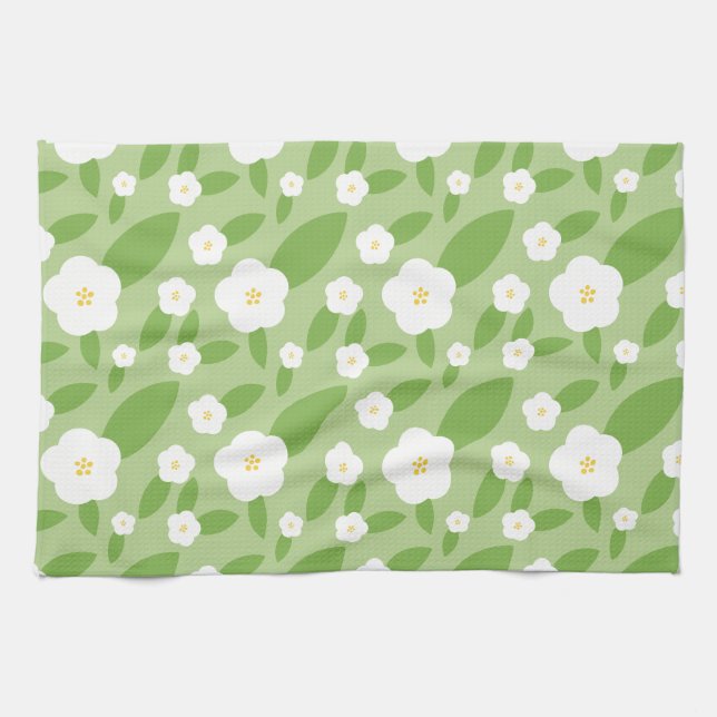 Blumengrün Geschirrtuch (Horizontal)