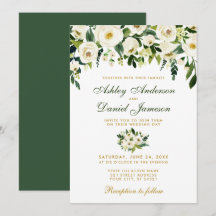 Blumengrün-goldene Hochzeit Einladung GB