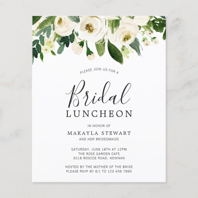 Blumengrün Haushalt Bridal Luncheon Einladung (Vorderseite)