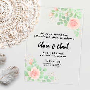 Blumengrün Hochzeit mit Rose Acryleinladungen