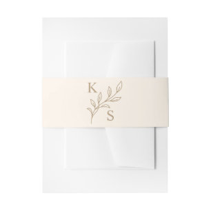 Blumengrün Hochzeitmongram Minimalistisch Einladungsbanderole