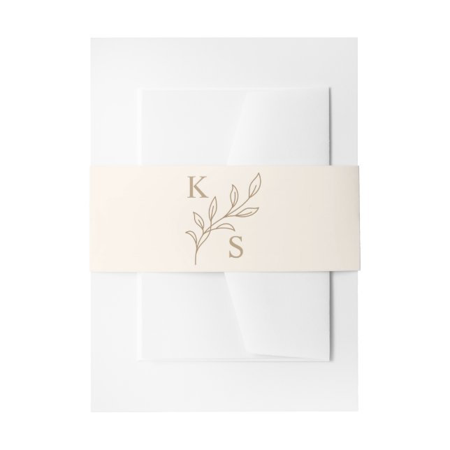 Blumengrün Hochzeitmongram Minimalistisch Einladungsbanderole (Vorderseite Beispiel)