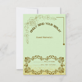 Blumengrün - Hochzeitskarte RSVP Karte