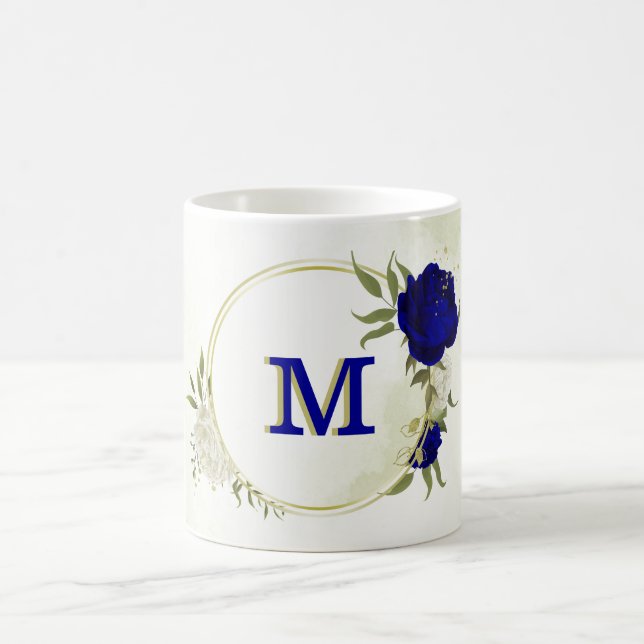 Blumengrün in Königsblau Kaffeetasse (Mittel)