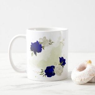 Blumengrün in Königsblau Kaffeetasse