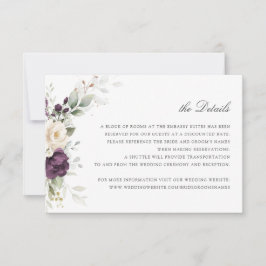 Blumengrün Lila Hochzeitdetails Beilage Einladung