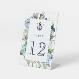 Blumengrün-Marineanschor-Monogramm-Hochzeit Sockelschild