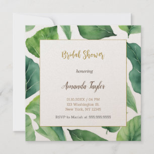 Blumengrün Minimal Calligraphisches Brautparty Einladung