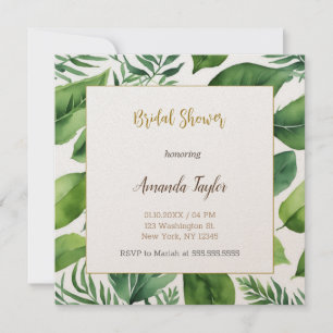 Blumengrün Minimal Calligraphisches Brautparty Einladung