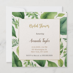 Blumengrün Minimal Calligraphisches Brautparty Einladung