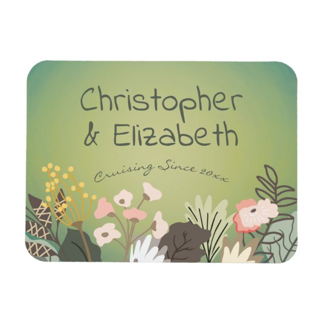 Blumengrün-Monogramm-Kreuzfahrtschiff-Türsucher Magnet (Horizontal)