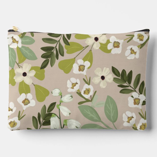 Blumengrün Muster Moderne Zubehörtasche (Vorderseite)