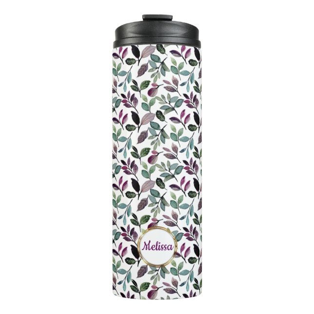 Blumengrün - Muster Thermosbecher (Vorderseite)