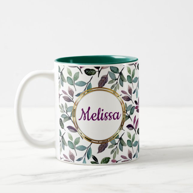 Blumengrün - Muster Zweifarbige Tasse (Links)