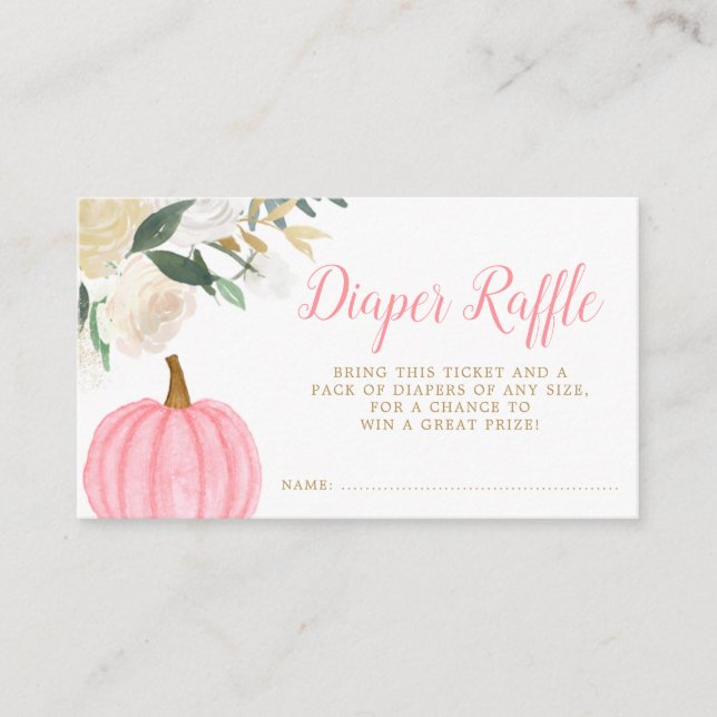 Blumengrün Pink Pumpkin Fall Windeln Raffle Begleitkarte (Vorderseite)