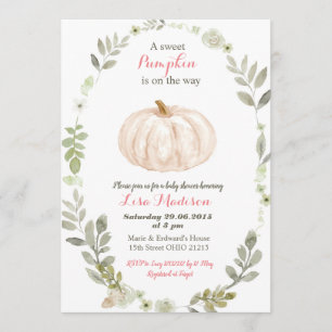 Blumengrün Pumpkin Babydusche Einladung