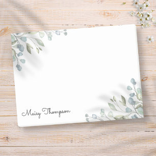 Blumengrün-Rahmen-Monogramm-Name Post-it Klebezettel
