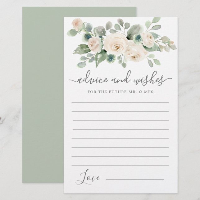 Blumengrün-Ratschläge und Wünsche Karte (Vorne/Hinten)