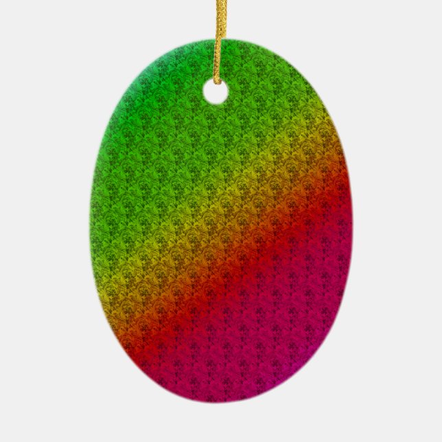 Blumengrün roter Regenbogen Gradient Diagonal Blen Keramikornament (Vorne)
