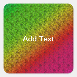 Blumengrün roter Regenbogen Gradient Diagonal Blen Quadratischer Aufkleber