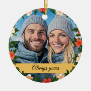 Blumengrün und Gelbe Verlobung Foto Boyfriend Keramik Ornament