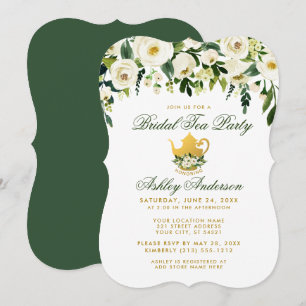 Blumengrün und Gold Bridal Tee Party Einladung GB