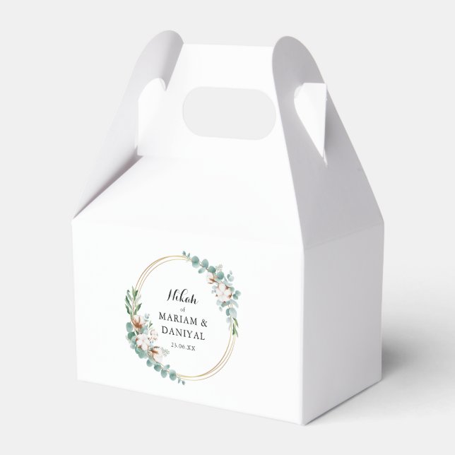 Blumengrün und Goldmuslime Nikah Wedding Geschenkschachtel (Vorderseite)