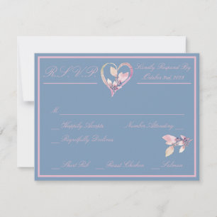Blumengrün und Pastellfarben Rosa Hochzeit RSVP Karte