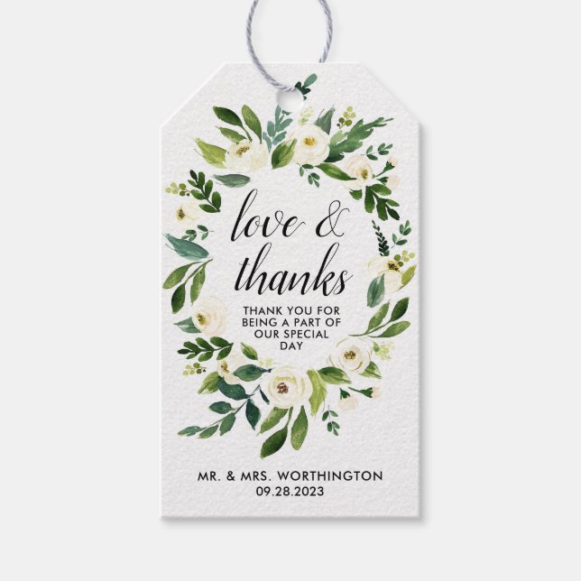 Blumengrün Vintag Rustikale Gastgeschenk Hochzeit  Geschenkanhänger (Vorderseite)