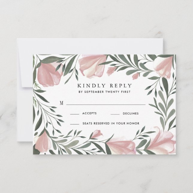 Blumengrün Vintag Rustikale Hochzeitskarten RSVP Karte (Vorderseite)