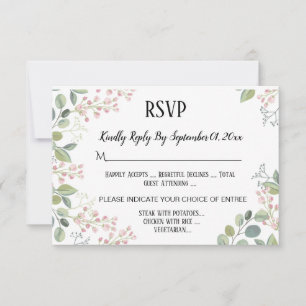 Blumengrün Wasserfarbe Hochzeitsfeier RSVP Karte