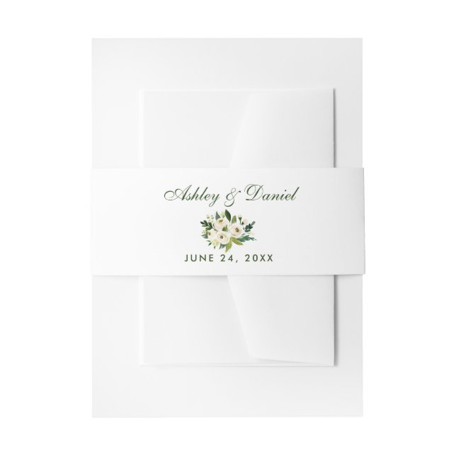 Blumengrün-weiße Hochzeit GS Einladungsbanderole (Vorderseite Beispiel)