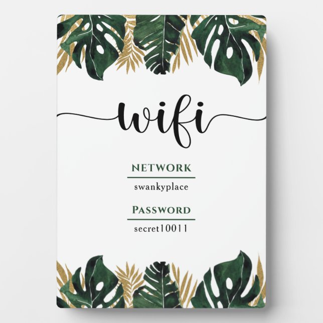 Blumengrün Wifi Passwort Business Fotoplatte (Vorderseite)
