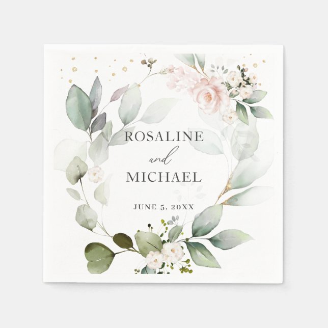 Blumengrün Wreath Wedding Napkins Serviette (Vorderseite)