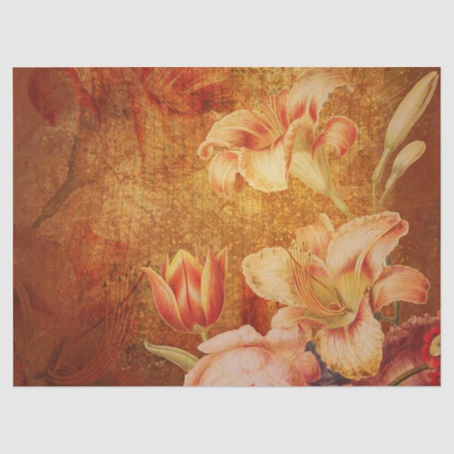 Blumengrunge Orange Lilies Decoupage Tissue Papst Seidenpapier (Vorderseite)