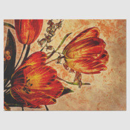 Blumengrunge Orange Tulip Dekoupage Tissue Paper Seidenpapier