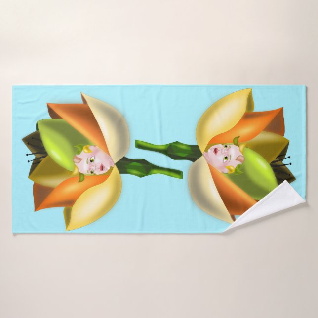 Blumengürtel Blauer Badehandtuch - individuell anp (Badehandtuch)