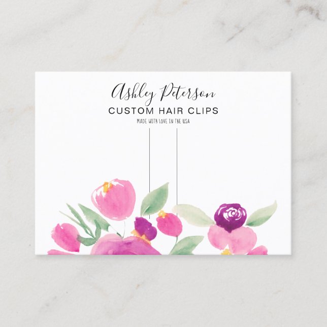 Blumenhaarschmuck mit Wasserfarbe Visitenkarte (Vorderseite)